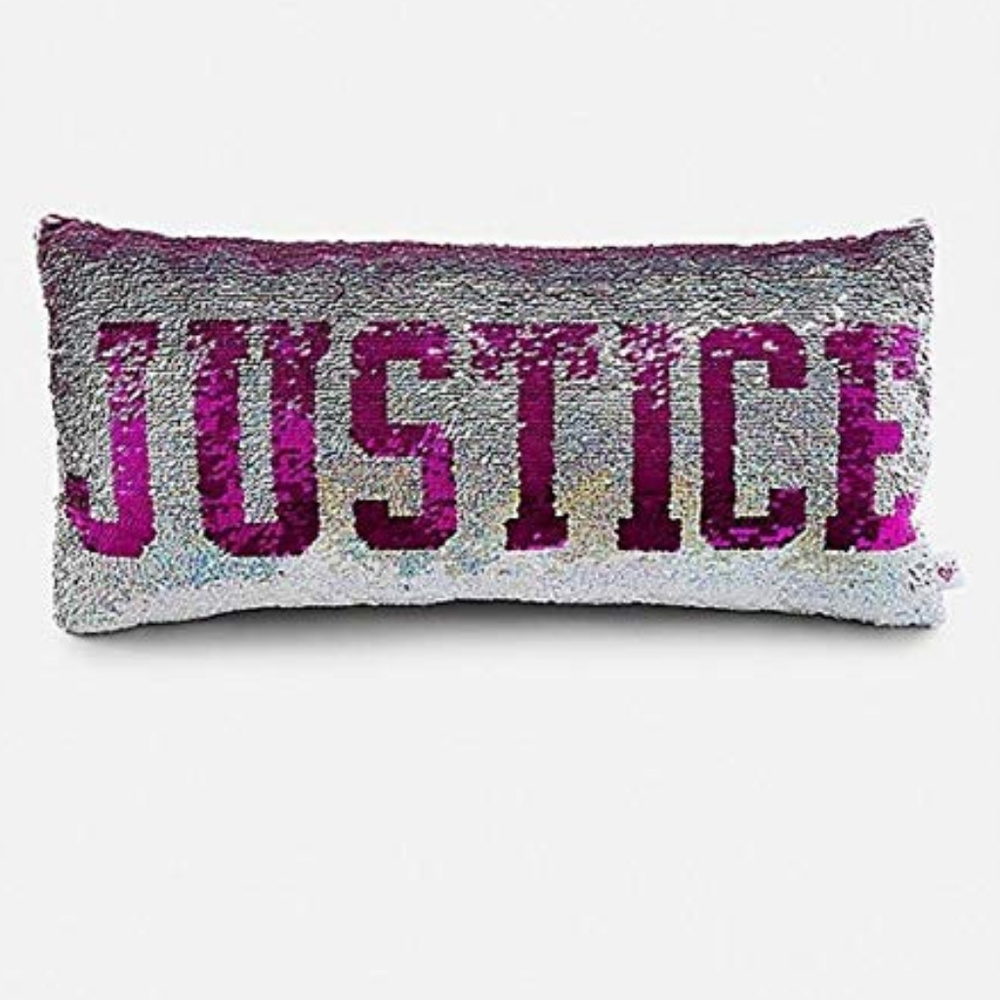 Justice Girls Flip Sequin Pillow Plum with Logo